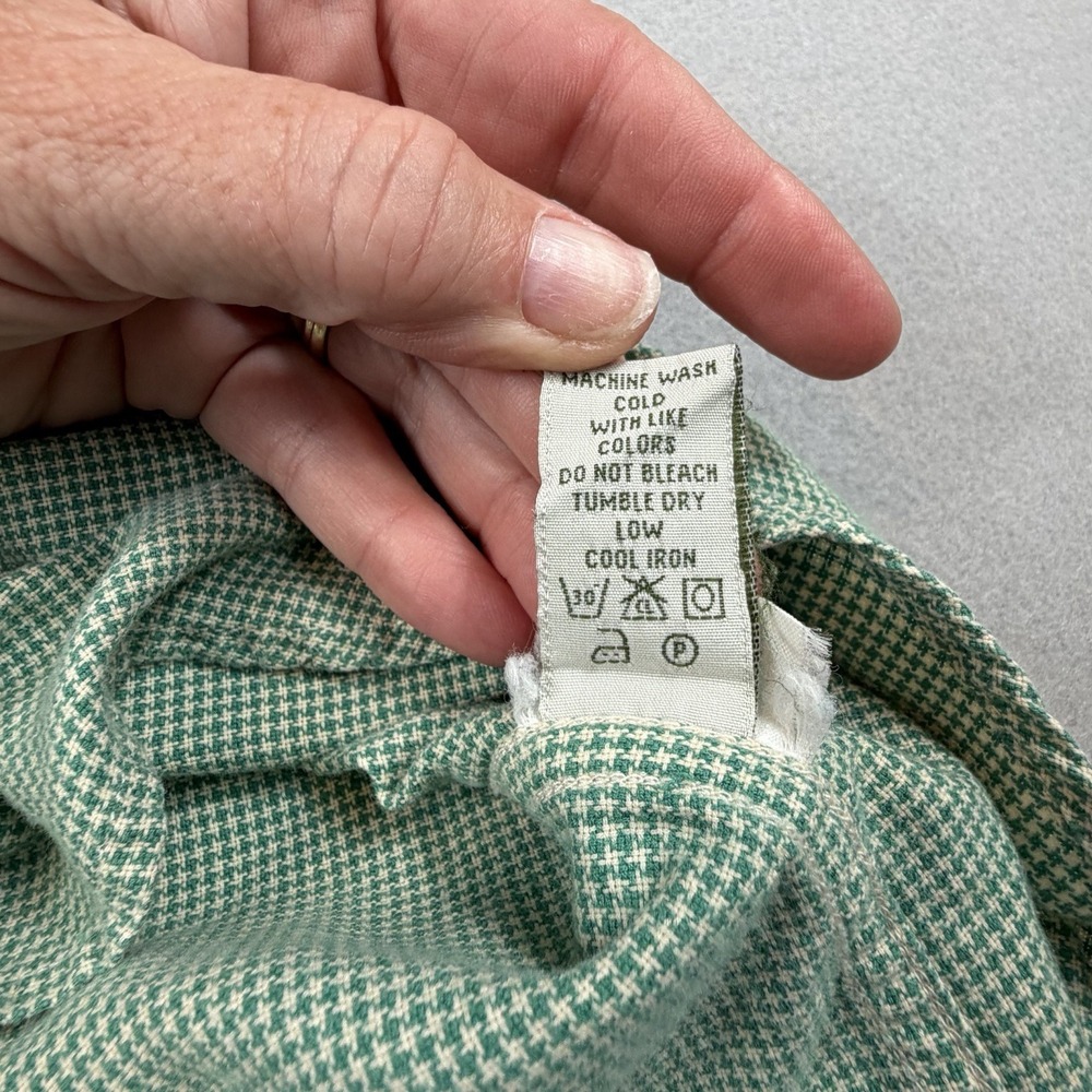 Orvis Mens Large Green Check Button Up Shirt Short Sleeve Cotton Casual - Picture 5 of 7